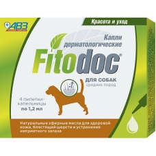 ФИТОДОК капли дерматологические для средних пород собак от 20 до 40 кг, 4 пип. по 1,2мл