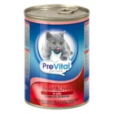 PreVital Classic консервы с говядиной и печенью в желе для кошек, 415 г