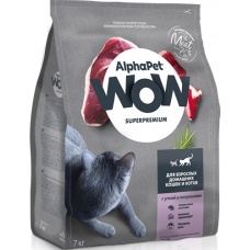 AlphaPet WOW сухой корм для взр. домашних кошек c Уткой и потрошками
