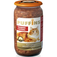 Puffins кон.для кошек Говядина с печенью